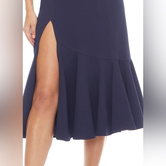 Dress The Population Women's Madison Strapless Midi Dress - Bodycon With High Slit, Party & Evening Dress